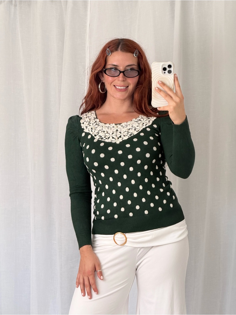 ✧ coquette polka dot lace sweater ✧